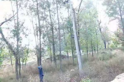 靈壽縣供電公司在山區(qū)巡視10千伏南營線 靈壽縣供電公司在山區(qū)巡視10千伏南營線