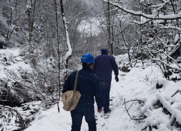 冒雪搶修，只為盡早恢復(fù)供電